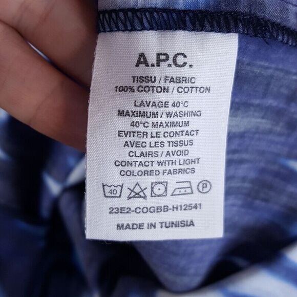 A.P.C. Mens Shirt XXL Blue Striped Button Up Pocket Short Sleeve ROSS $245 - Picture 5 of 8